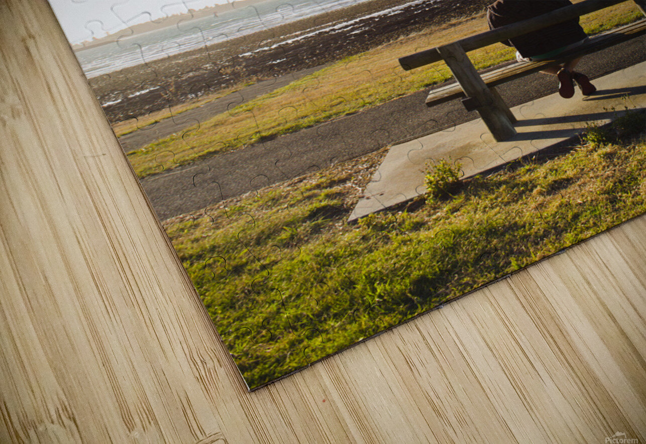 Male tourist enjoying ocean landscape sunset Jorgo Puzzle