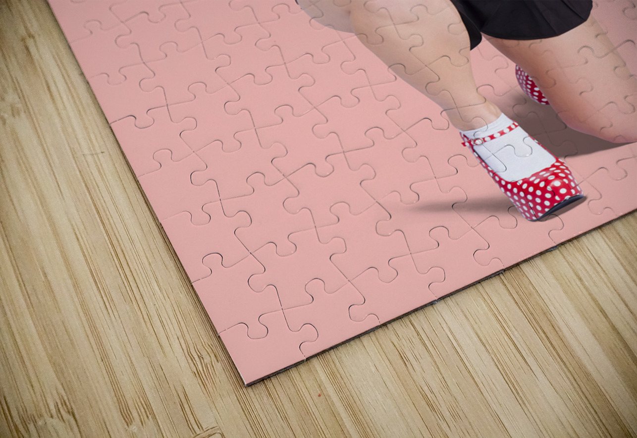 A pin up girl holding a little wooden skateboard Jorgo Puzzle