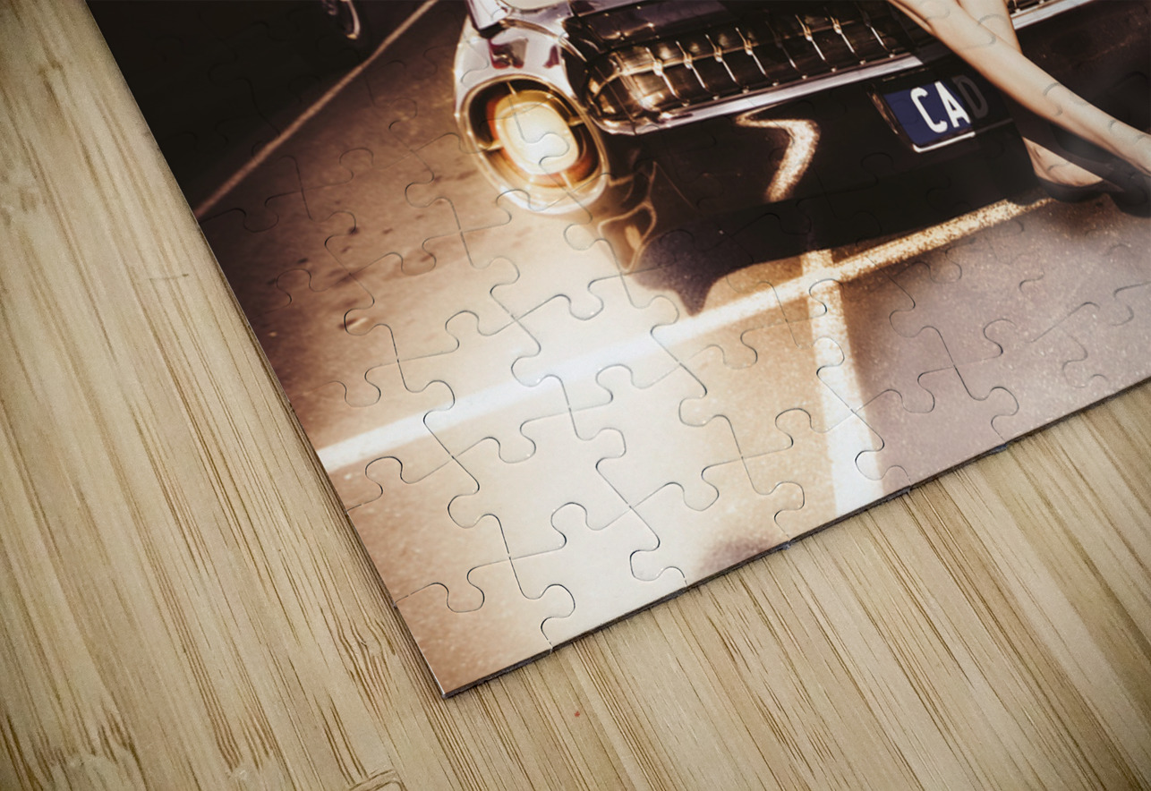 Retro Sixties Pinup Girl On Vintage Car Jorgo Puzzle