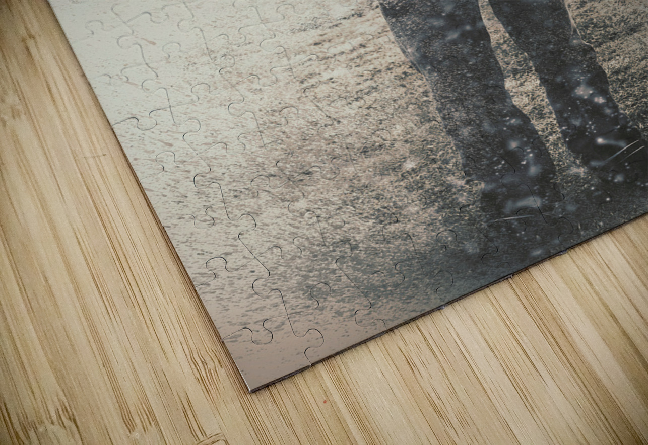 Vintage snowboarding man carrying board in snow Jorgo Puzzle