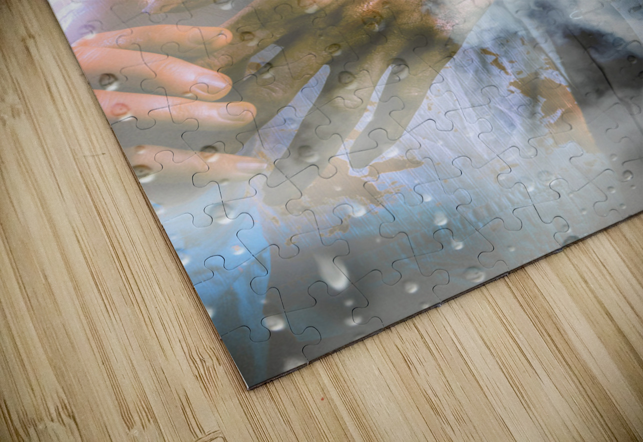 Scary horror zombie licking human hand at window Jorgo Puzzle