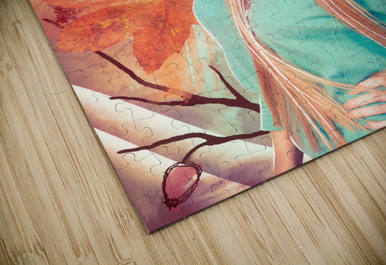 Pretty blond girl in autumn fashion illustration Jorgo Puzzle