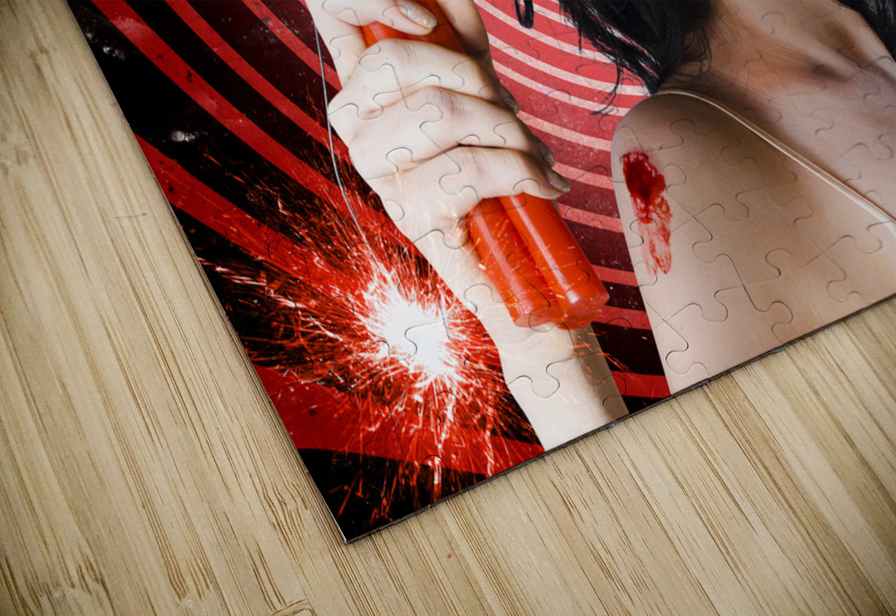 Danger. Zombie holding explosives in a terror act Jorgo Puzzle