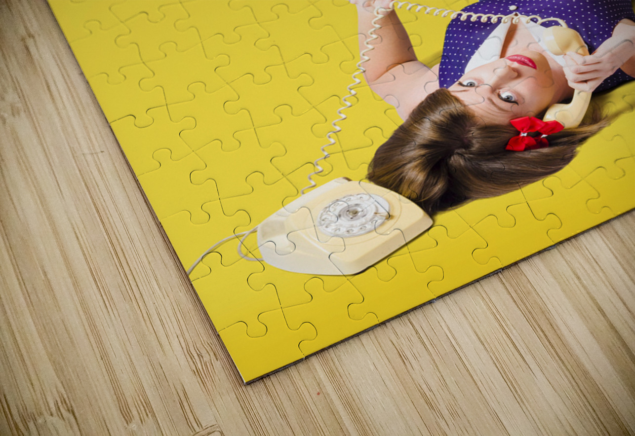 Retro 1950s pinup girl chatting on telephone Jorgo Puzzle