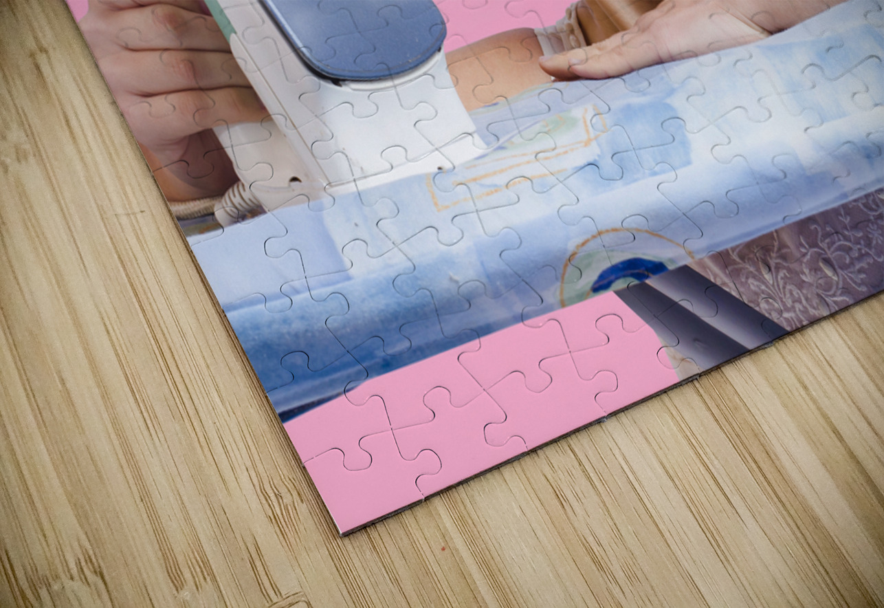 Smiling housewife doing housework laundry duties Jorgo Puzzle