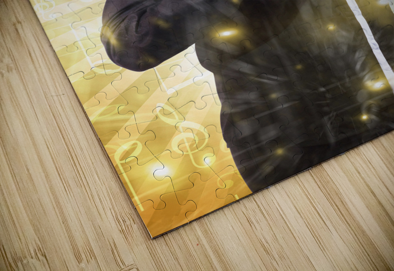 Man listening to FM radio broadcast with headphone Jorgo Puzzle