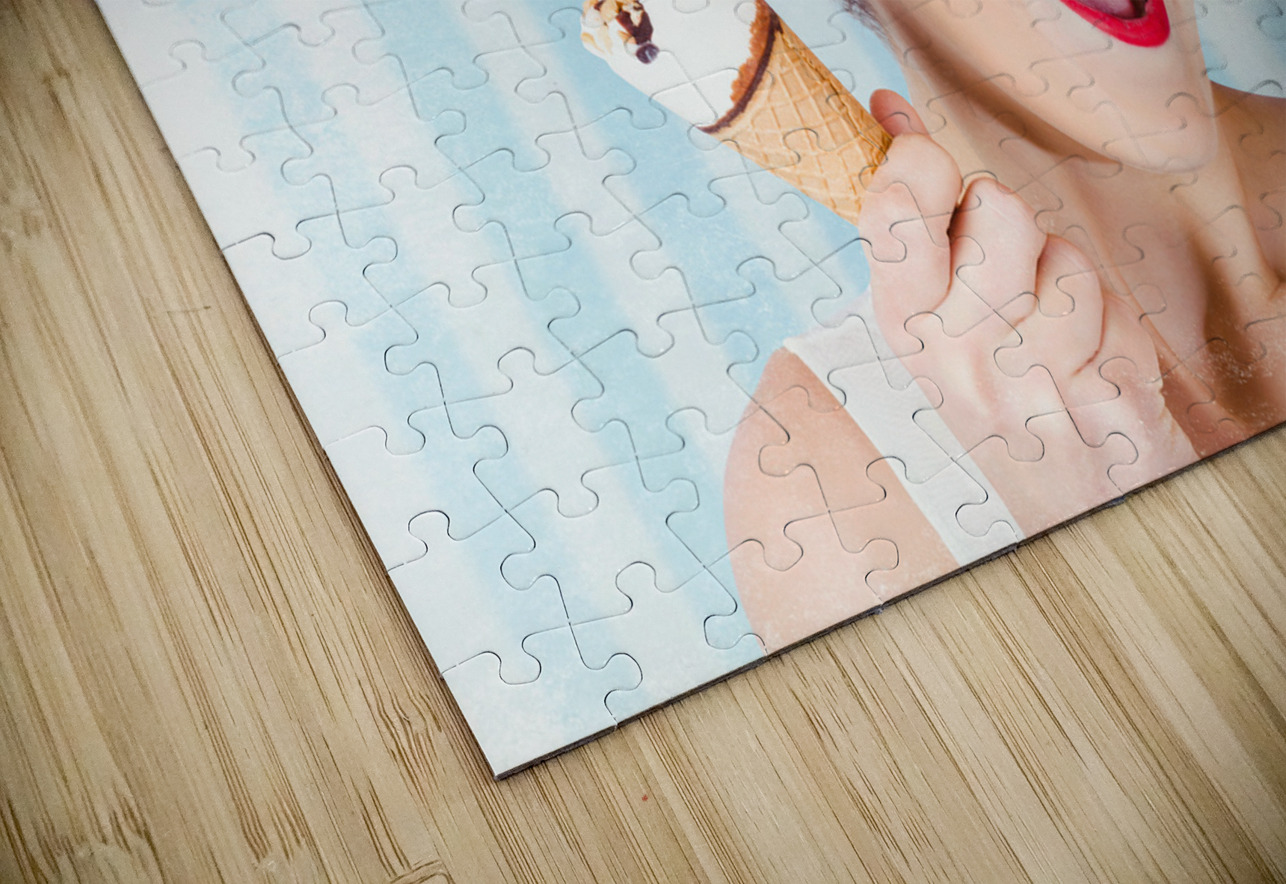 Cool pin-up woman in cold freezer with ice-cream Jorgo Puzzle