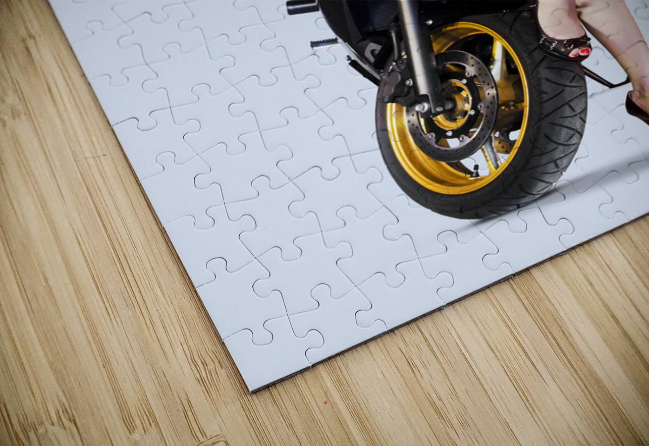Woman leaning on a motorbike Jorgo Puzzle