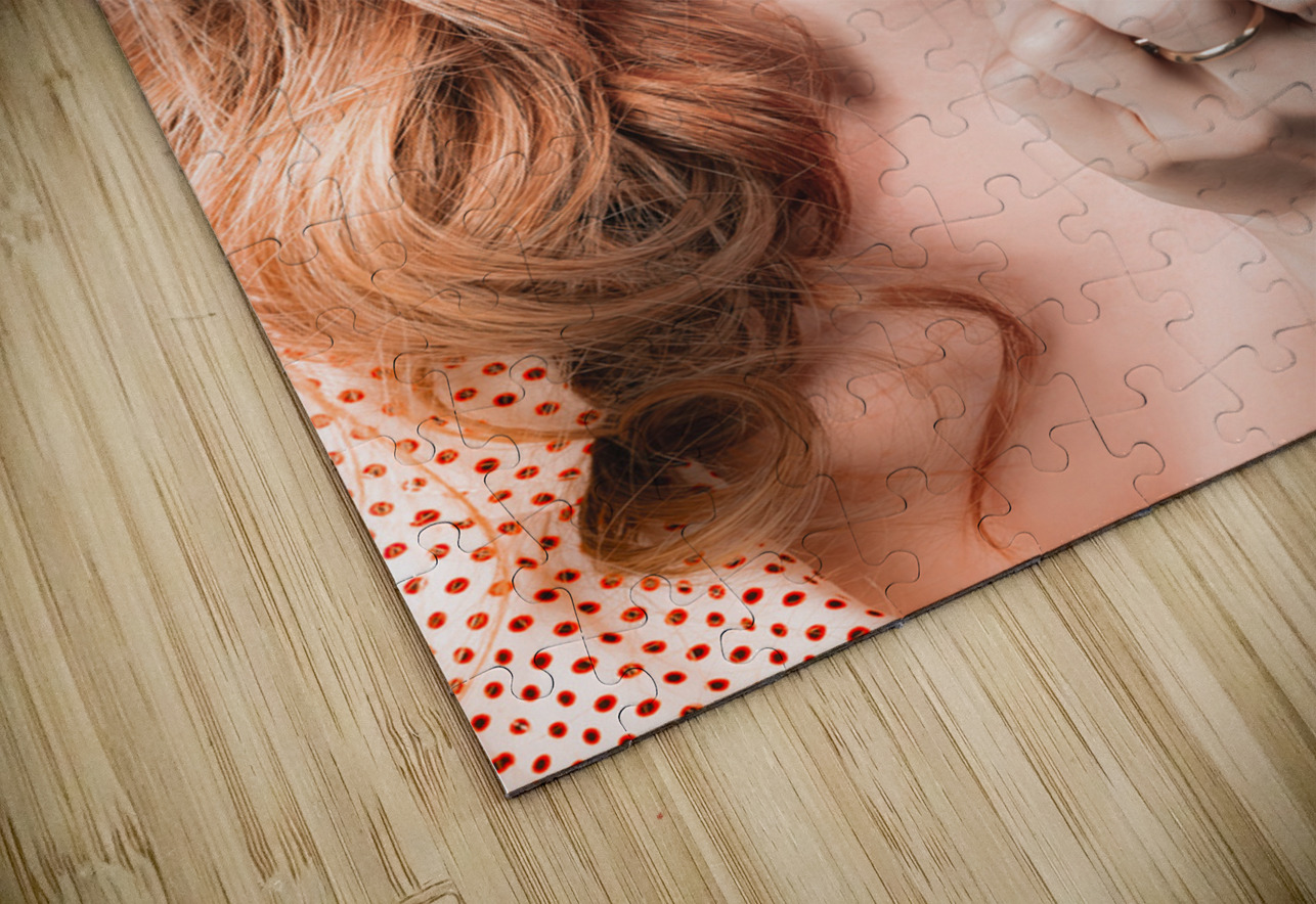 Retro beauty pin up girl applying lipstick makeup Jorgo Puzzle