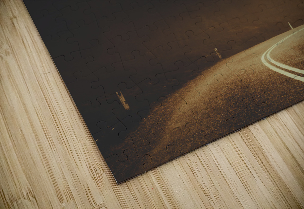 View of abandoned country road in foggy forest Jorgo Puzzle