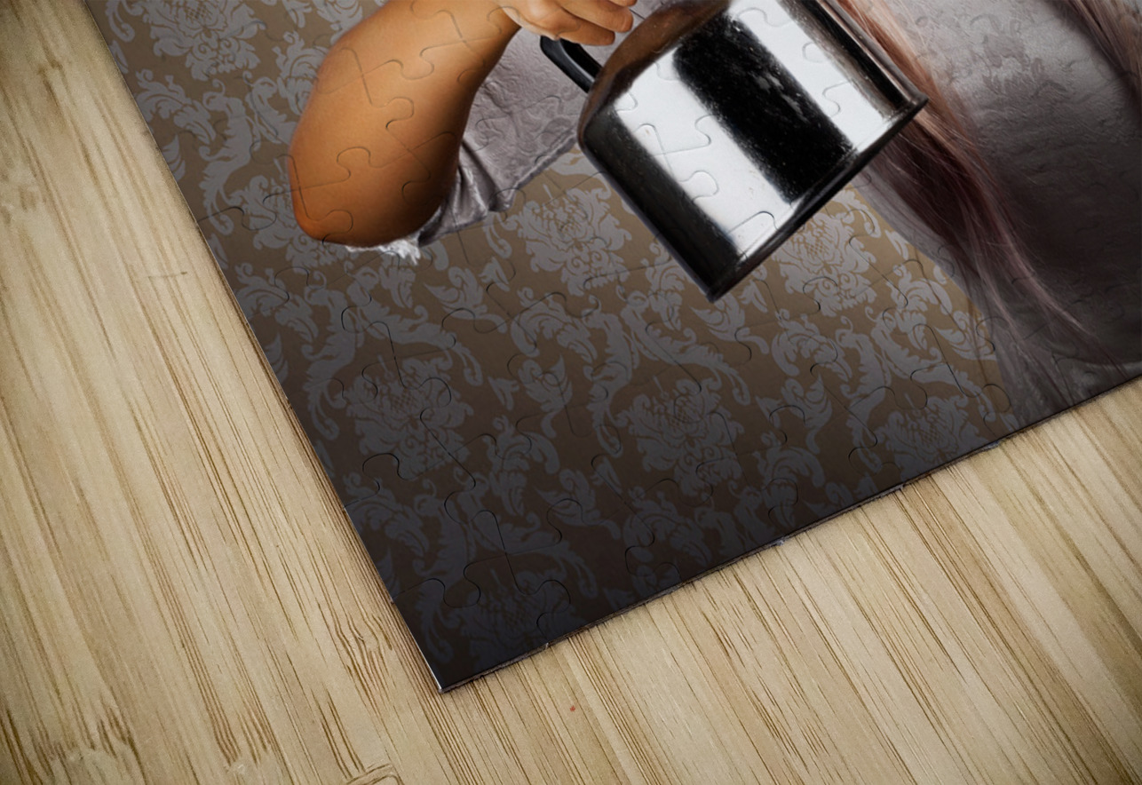 Vintage Coffee Woman Holding Hot Tea Pot Jorgo Puzzle