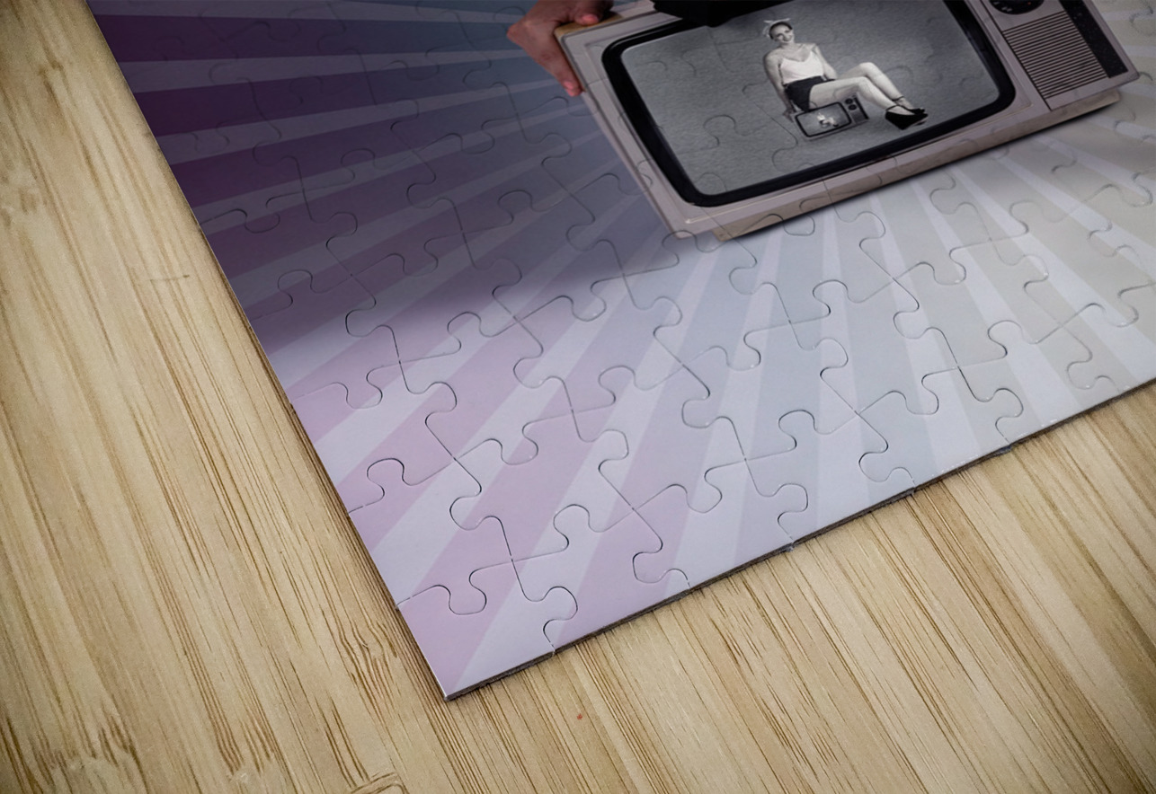 Pinup Housewife Sitting On Vintage Television Set Jorgo Puzzle