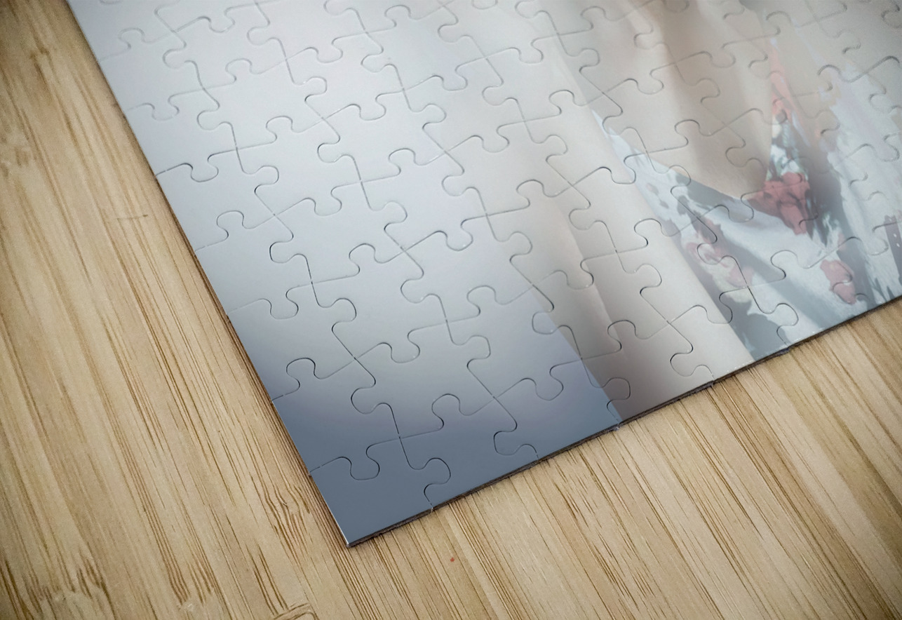 Classy sixties fashion girl in foggy field Jorgo Puzzle