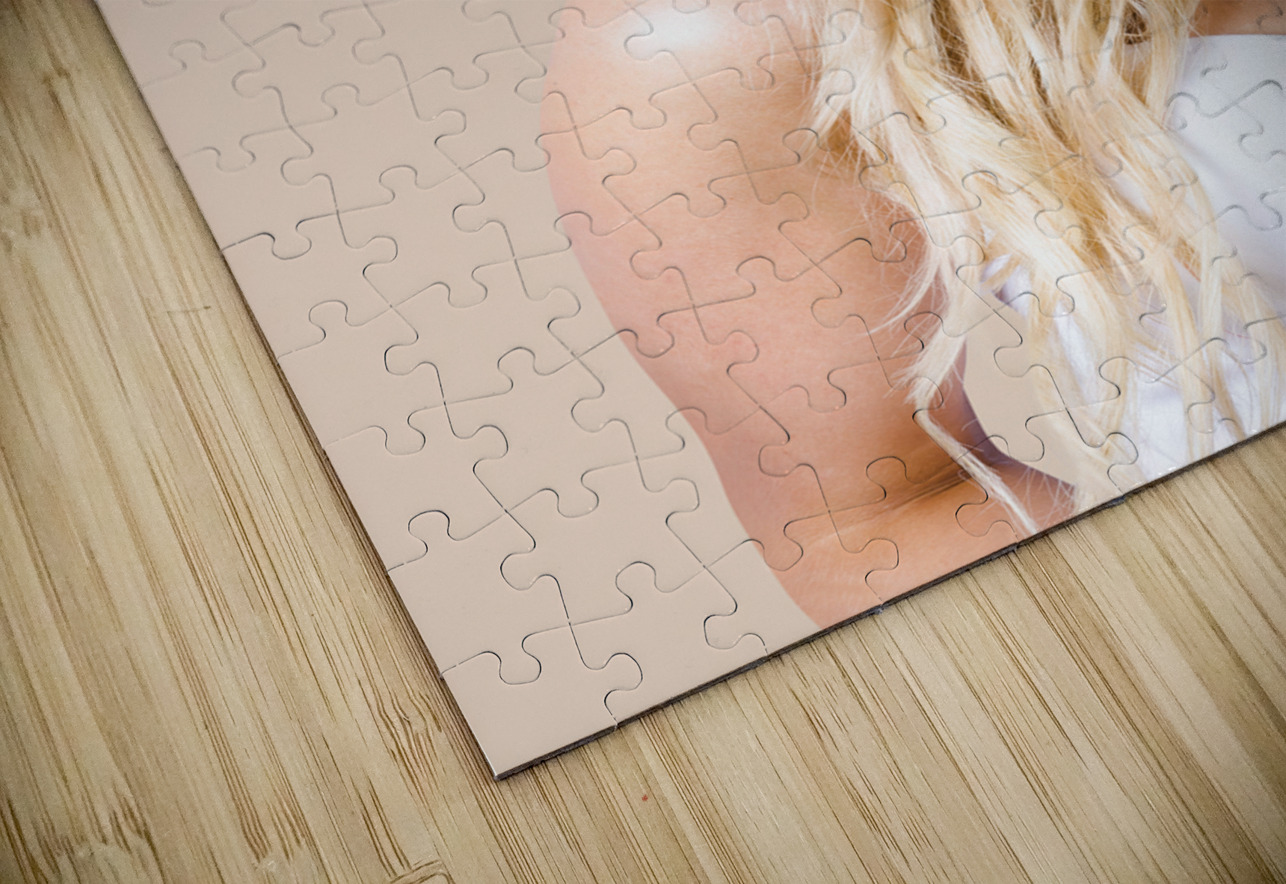 Gorgeous blond woman laughing on telephone call Jorgo Puzzle