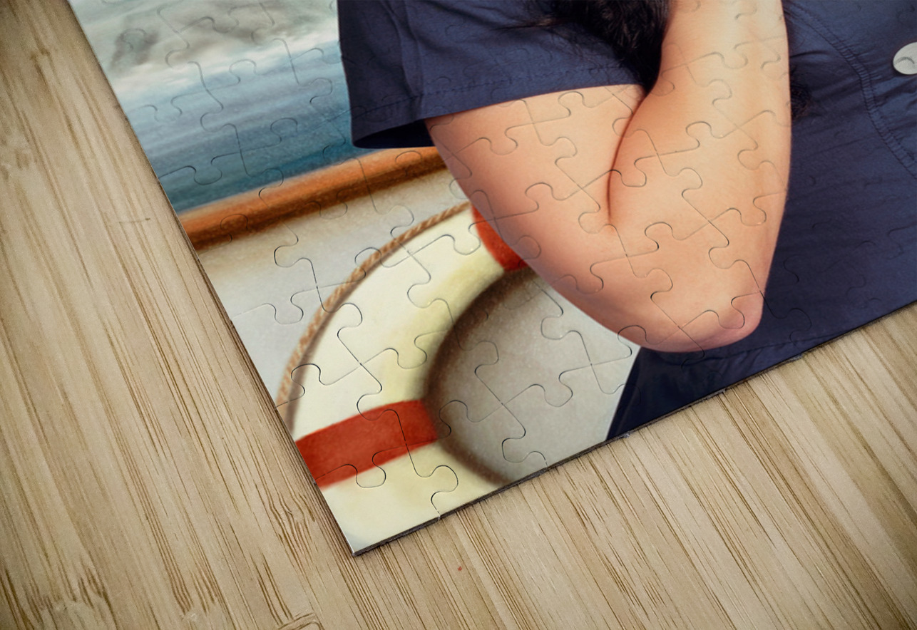 Smiling young pinup sailor girl. Sea search and rescue Jorgo Puzzle