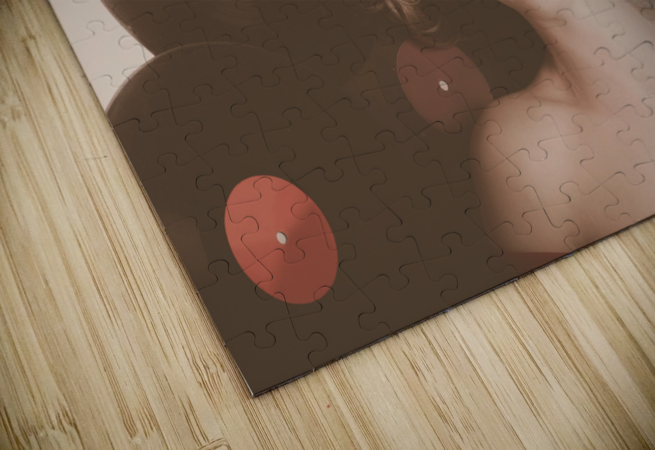 Classic pin up girl on vintage vinyl lp records Jorgo Puzzle