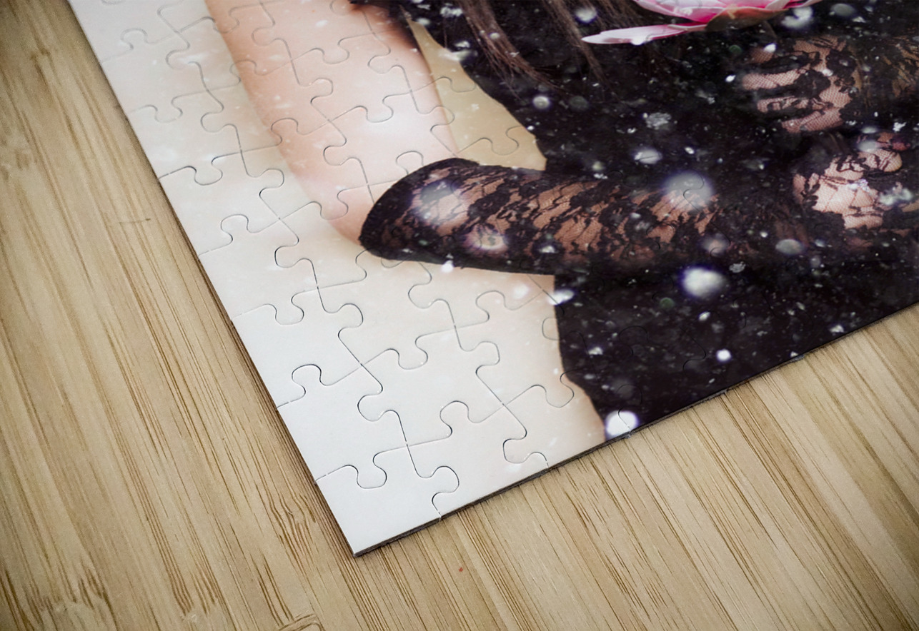 Beautiful young woman holding a delicate flower Jorgo Puzzle