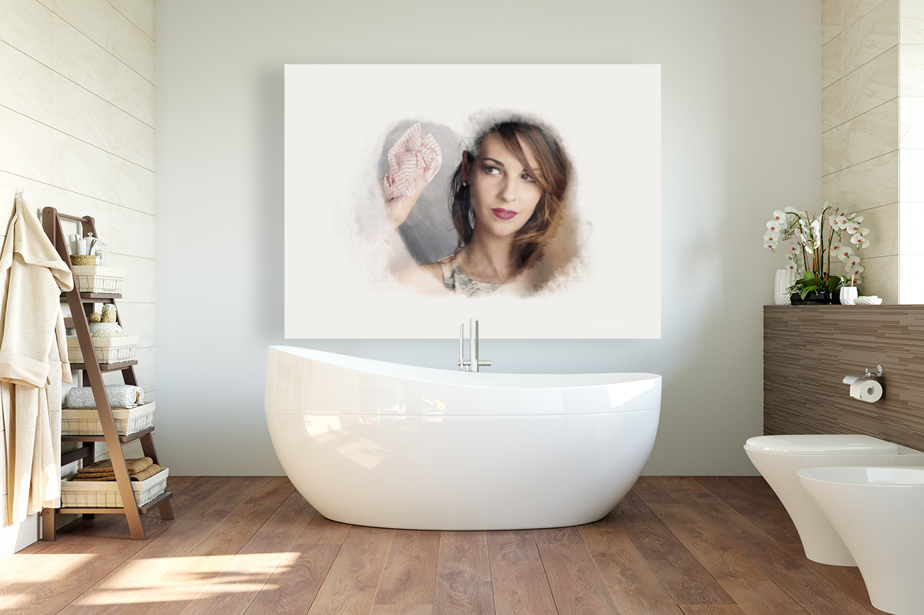 Curious Housewife Cleaning Home Window With Love Art