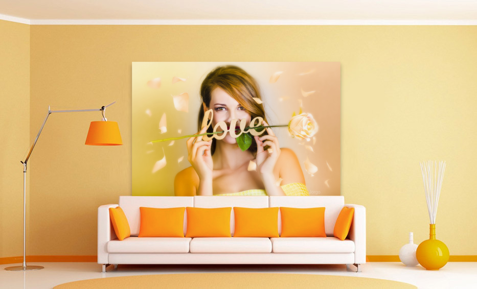 Young beautiful woman expressing feelings of love Art