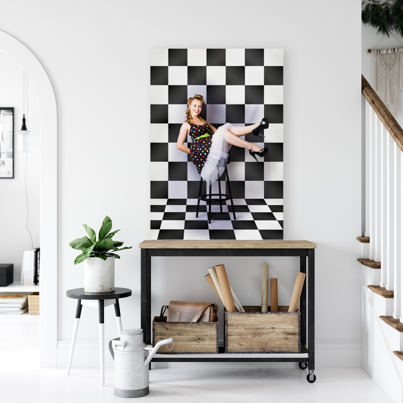 Portrait Of Beautiful Retro Woman In Vintage Style Art