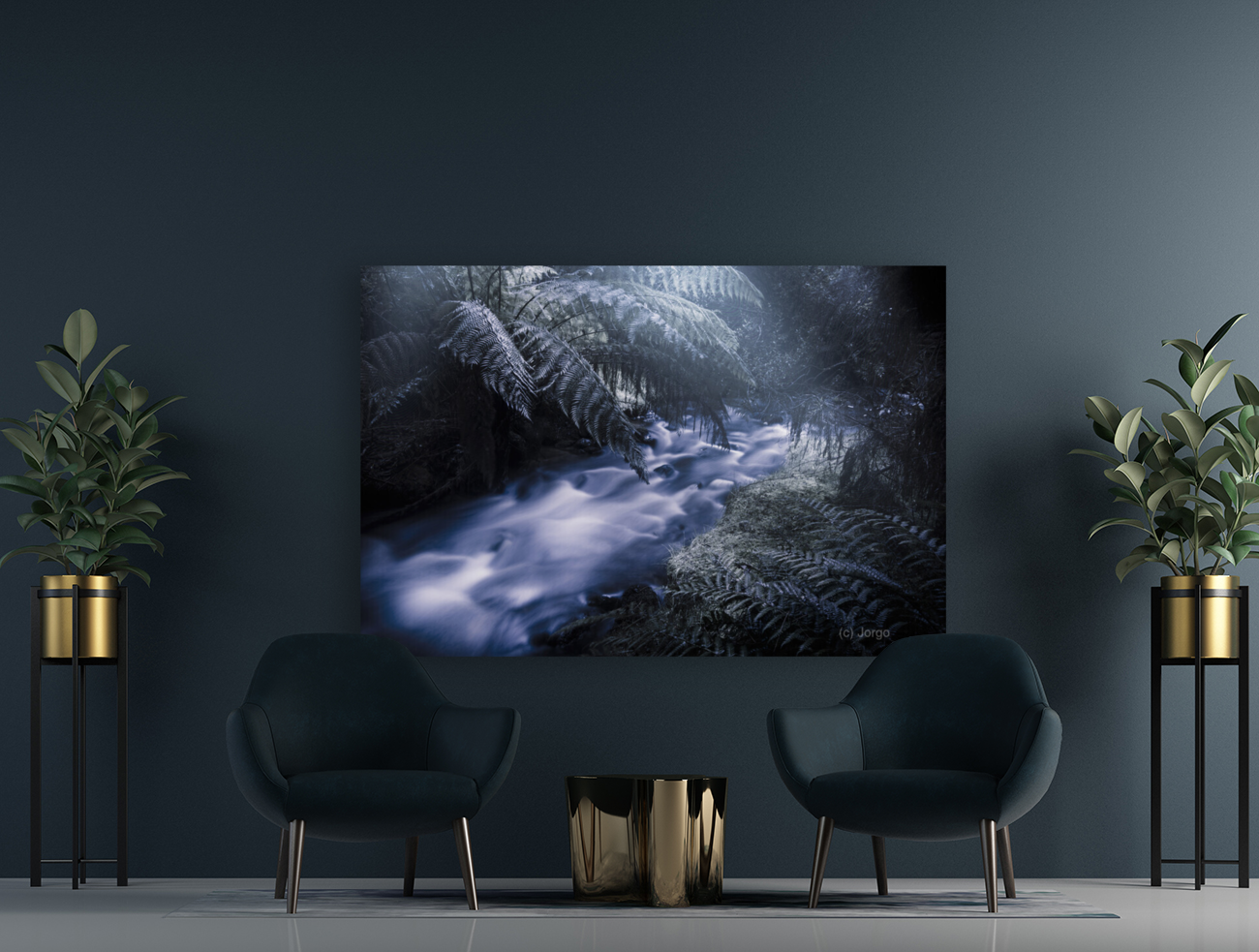 Serene moonlit river Art