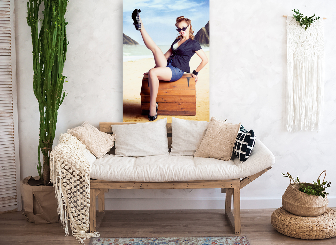 Fine art fifties poster girl on travel luggage Art