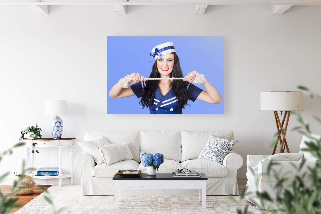 Navy pin up poster girl breaking rope  Art