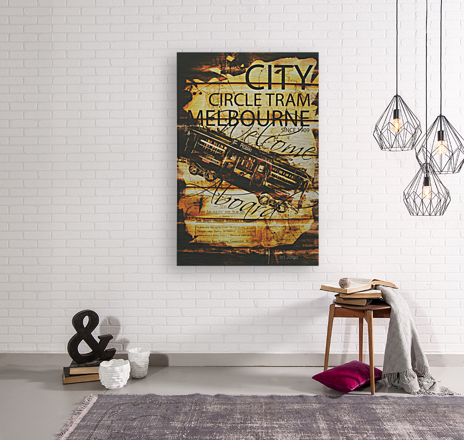 Vintage Melbourne tram tin sign Art
