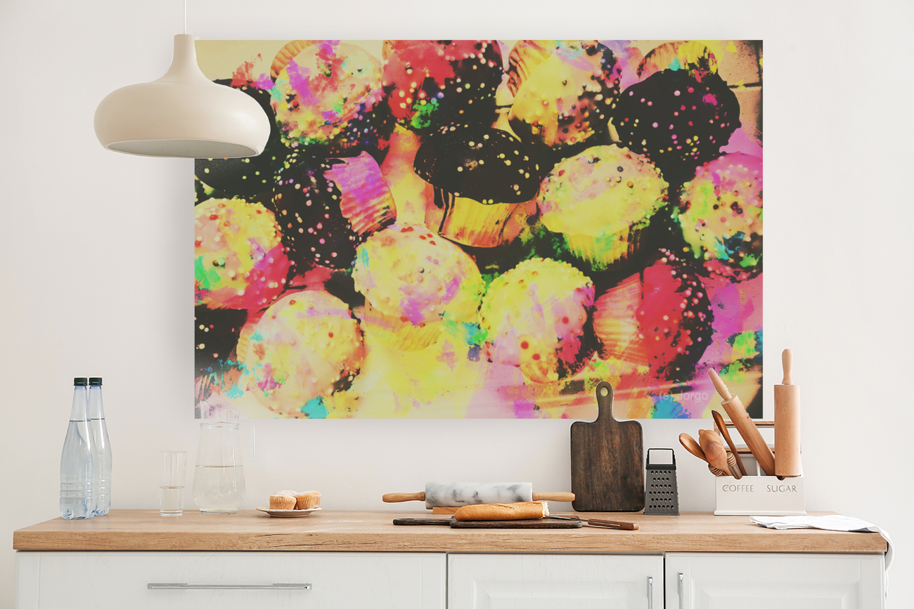 Rainbow color cupcakes Art