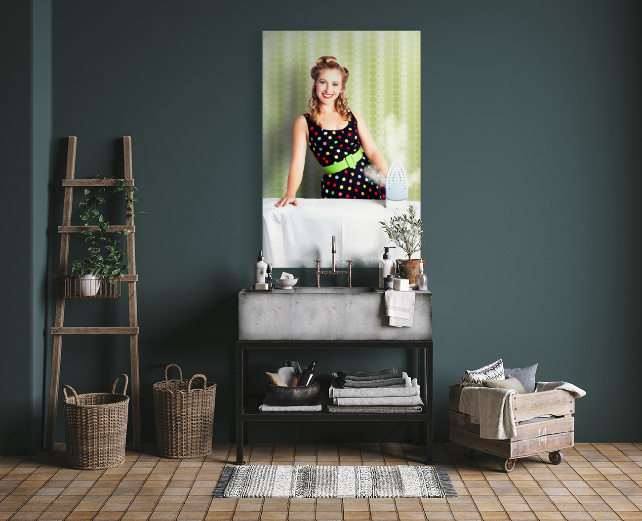 Fifties Classic Portrait Retro House Work Woman Art