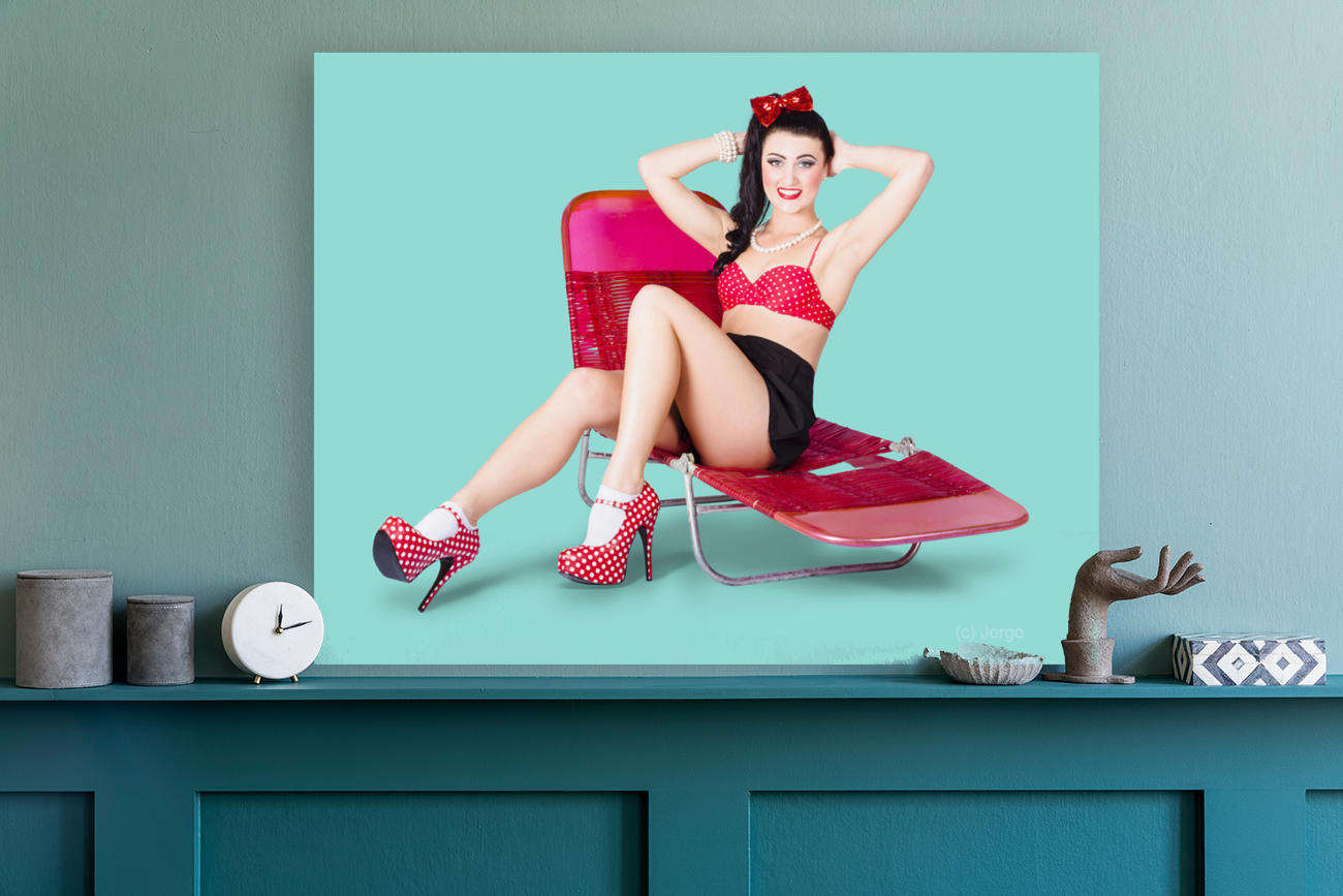 Glamour pin-up girl. Retro summer fashion Art