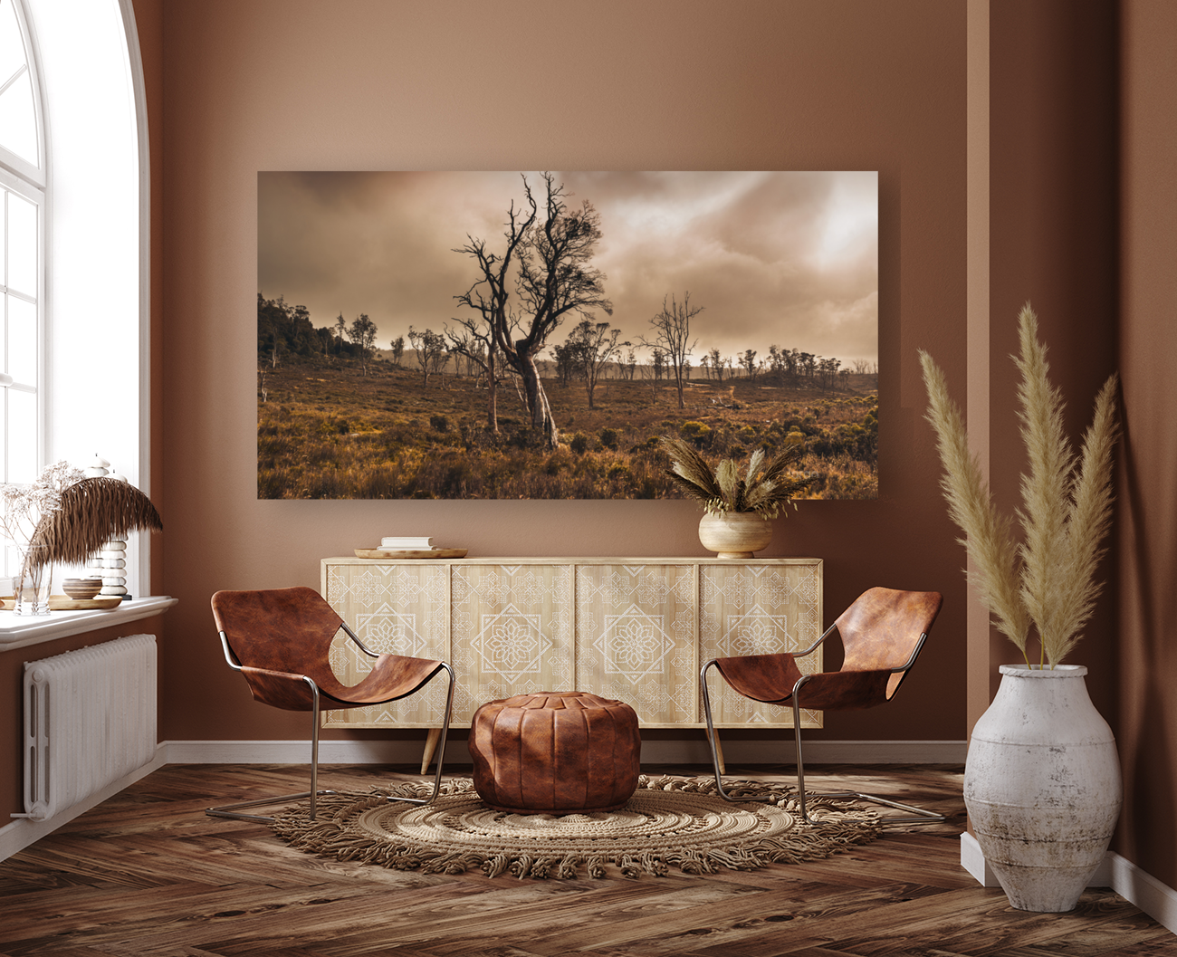 Dark horror landscape of a creepy haunted forest Art